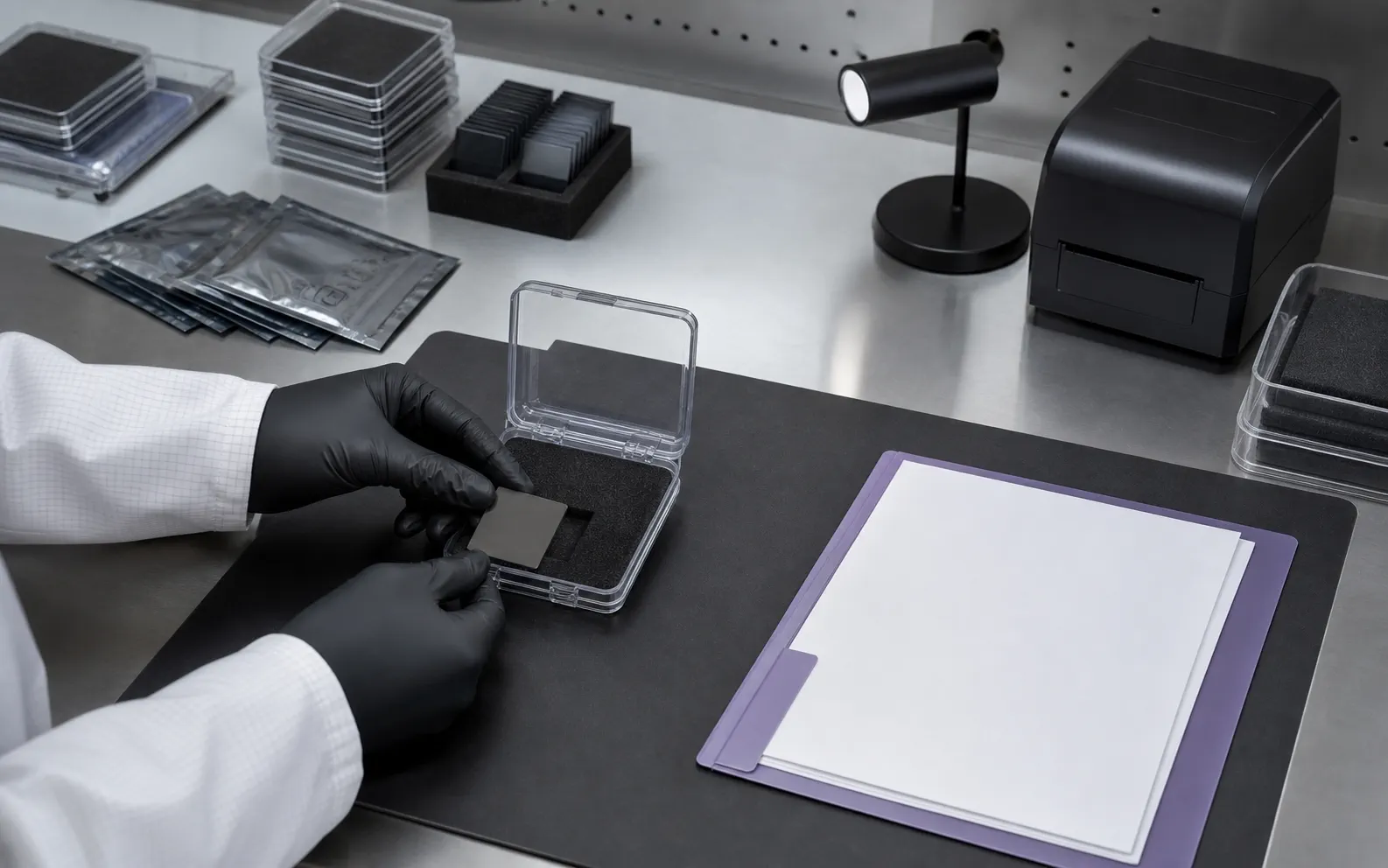 AI-generated clean-packaging context illustrating the final commercial and traceability boundary
