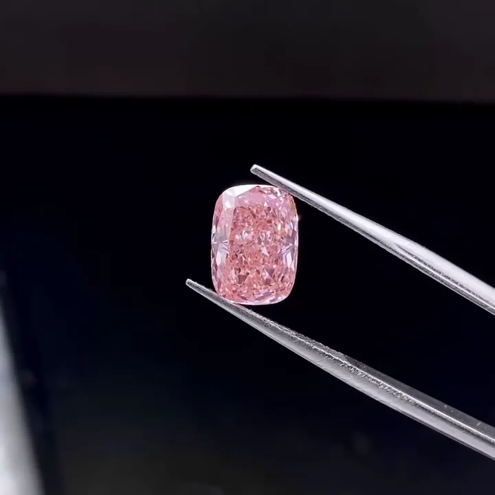 Project-supplied pink cushion-shaped laboratory-grown diamond sample frame