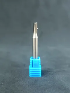 DiamovaLab PCD end mill photographed upright in a blue holder