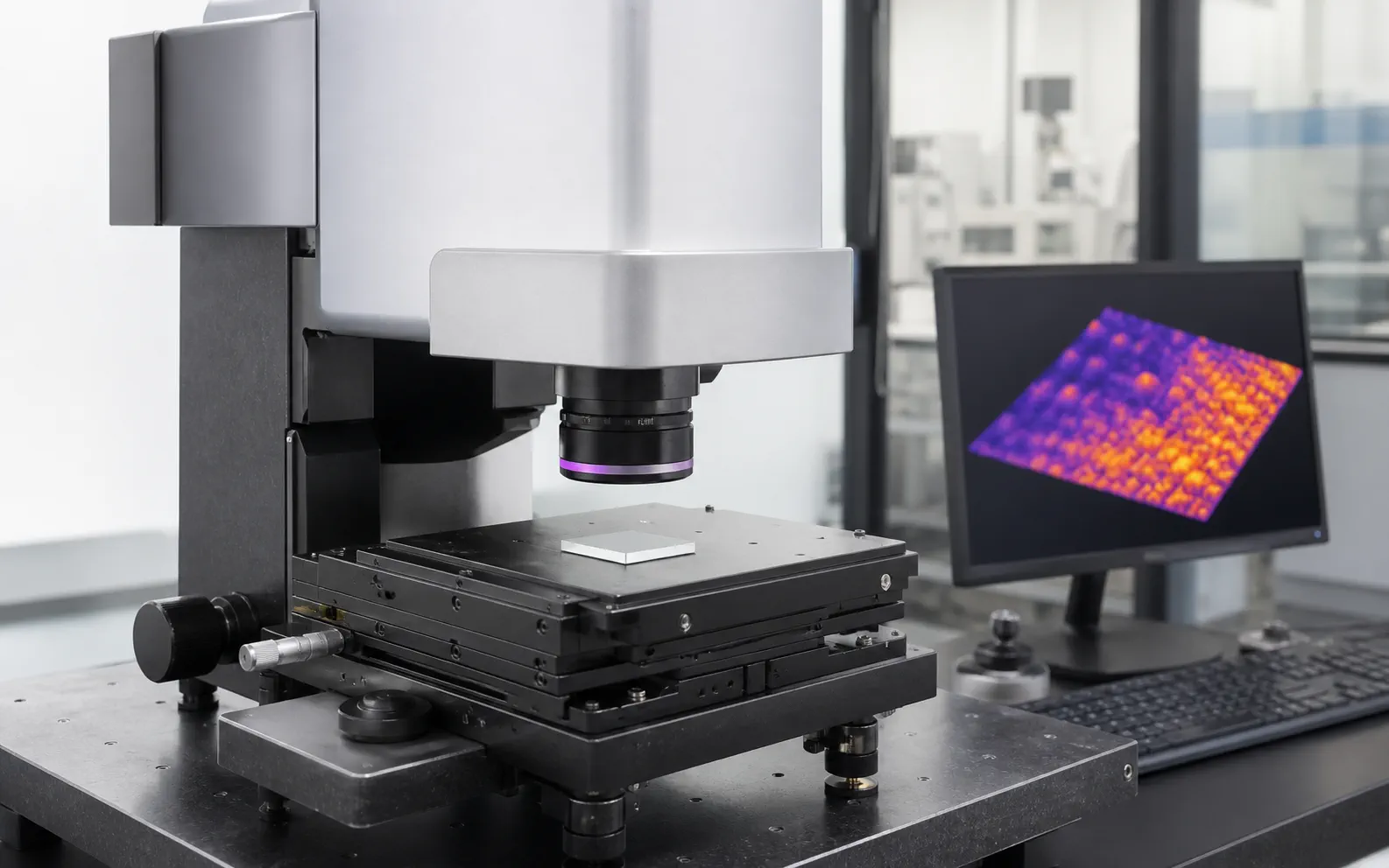 AI-generated optical surface-metrology context used to illustrate drawing, flatness and surface review